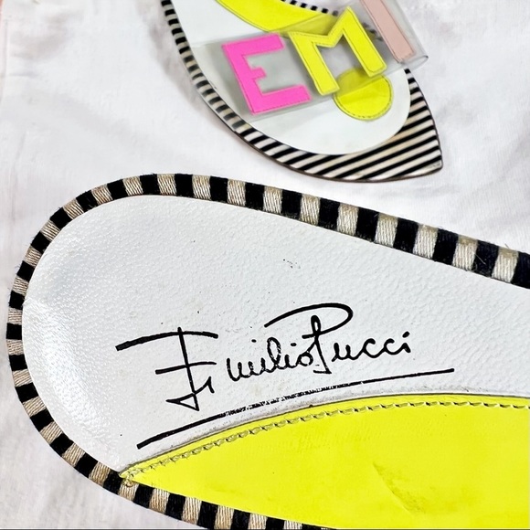 Emilio Pucci Rare Vibrant Logo Heeled Sandals - Picture 7 of 7